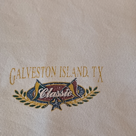 Vintage  Cal Cru Galveston Island TX Classic Collar Sweatshirt, Size M, White - Picture 4 of 7